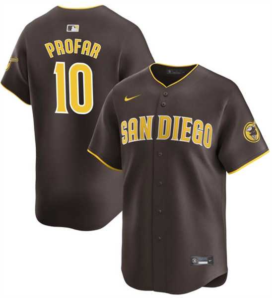 Men%27s San Diego Padres #10 Jurickson Profar Brown 2024 Away Limited Baseball Stitched Jersey Dzhi
